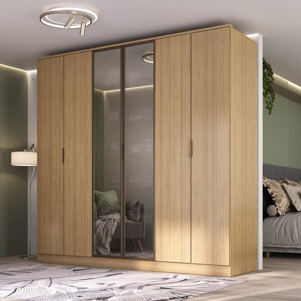 Guarda-roupa 6 Portas Com 2 Portas Reflecta 4 Gavetas Ravi Ol