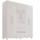 Guarda-roupa 6 Portas Com Espelho 2 Gavetas Dubai Plus Branco