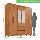 Guarda-roupa 6 Portas Com Espelho 2 Gavetas Dubai Plus Cinamo