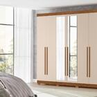 Guarda Roupa 6 Portas Com Espelho Afrodite Avelã Fendi Metalic