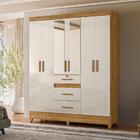 Guarda Roupa 6 Portas Com Espelho Canyon Freijo Off White
