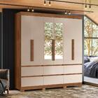 Guarda Roupa 6 Portas Com Espelho Gamma Avelã Fendi Metalic