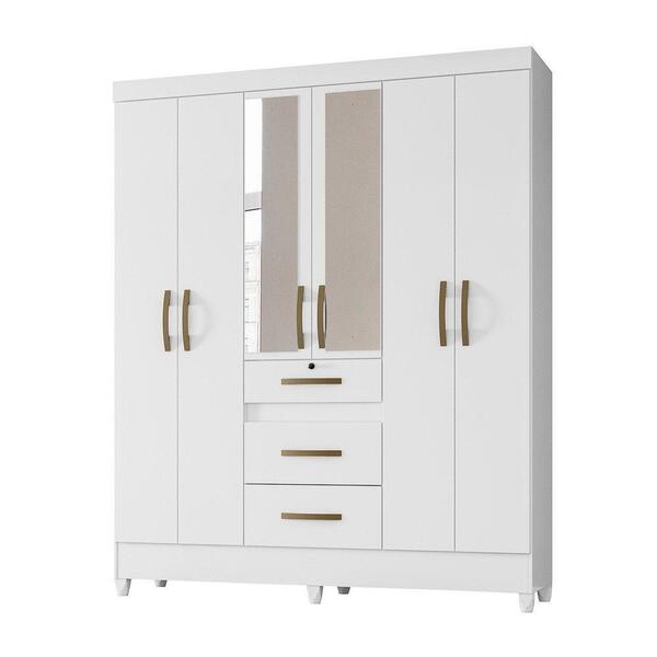 Guarda Roupa 6 Portas Com Espelho Itatiba Branco 868440