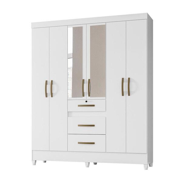 Guarda Roupa 6 Portas Com Espelho Itatiba Branco 868440