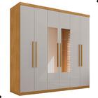 Guarda Roupa 6 Portas Com Espelho Messias Naturale Off White