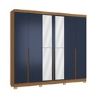 Guarda-roupa 6 Portas Com Espelhos E Pés Canela/azul