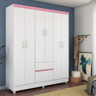 Guarda Roupa 6 Portas Com Pés Flash Ii Branco Rosa Flex 62920