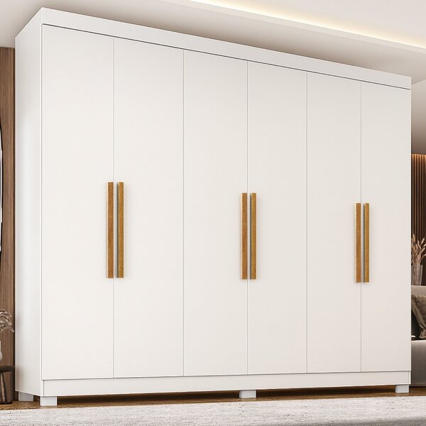 Guarda Roupa 6 Portas Com Pés Paris Espresso Móveis Branco