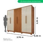 Guarda-roupa 6 Portas Com Ripado 6 Gavetas Potenza Cinamomo/o