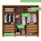Guarda-roupa 6 Portas Com Ripado 6 Gavetas Potenza Cinamomo/o