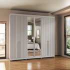 Guarda-roupa 6 Portas De Giro Puxador 100% Mdf Newton  Cinza/