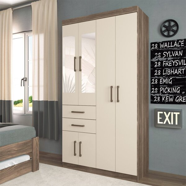 Guarda Roupa 6 Portas E 2 Gavetas Com Espelho Verona