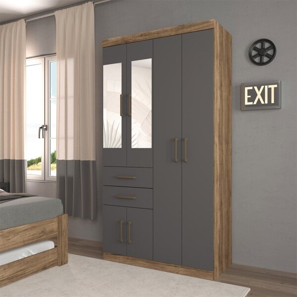 Guarda Roupa 6 Portas E 2 Gavetas Com Espelhos Verona