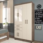 Guarda Roupa 6 Portas E 2 Gavetas Com Pés E Espelhos Verona
