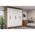 Guarda-roupa 6 Portas E 2 Gavetas Com Pés Nogueira/branco