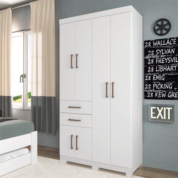 Guarda Roupa 6 Portas E 2 Gavetas Com Pés Verona