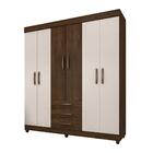 Guarda-roupa 6 Portas E 3 Gavetas - Cacau / Off White