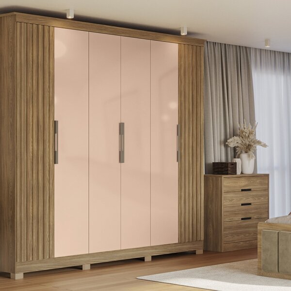 Guarda-roupa 6 Portas E 3 Gavetas Com Pés Nogueira/macadâmia