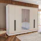 Guarda Roupa 6 Portas E 4 Gavetas Com Espelho Valência Branco