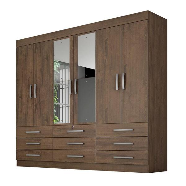 Guarda Roupa 6 Portas E 9 Gavetas Trade Canela