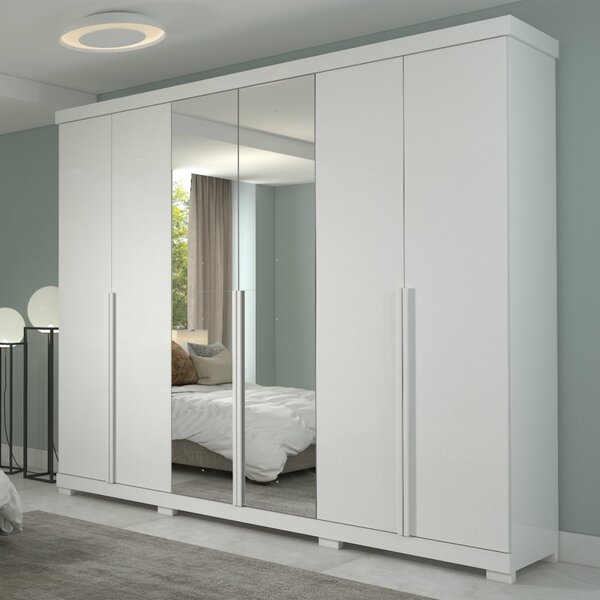 Guarda Roupa 6 Portas Mdf Com Espelho E Pés Guarapari Panan
