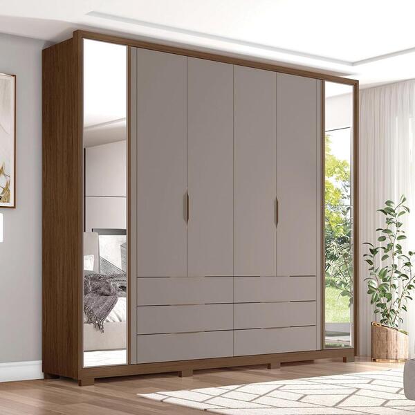 Guarda Roupa 6 Portas Milão Com Espelho Fendi Havana