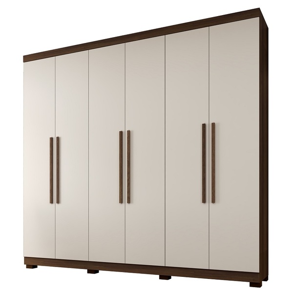 Guarda Roupa 6 Portas New Master Benetil Imbuia-off White