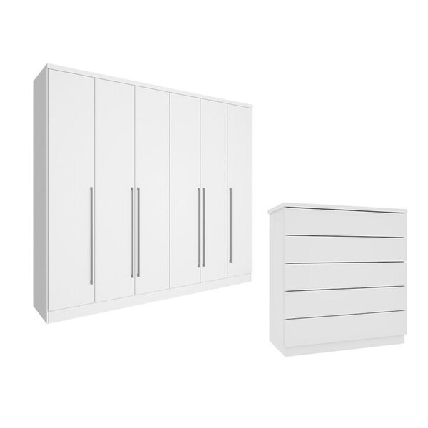 Guarda-roupa 6 Portas Portugal E Cômoda 5 Gavetas Florença Es