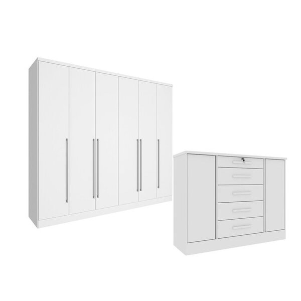 Guarda-roupa 6 Portas Portugal E Cômoda 5 Gavetas Sol Espress