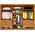 Guarda Roupa 6 Portas Potente 4 Ripado Com Espelho 100 Mdf Mó