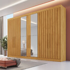 Guarda Roupa 6 Portas Potente 4 Ripado Com Espelho 100 Mdf Mó