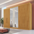 Guarda Roupa 6 Portas Potente 4 Ripado Com Espelho 100 Mdf Mó