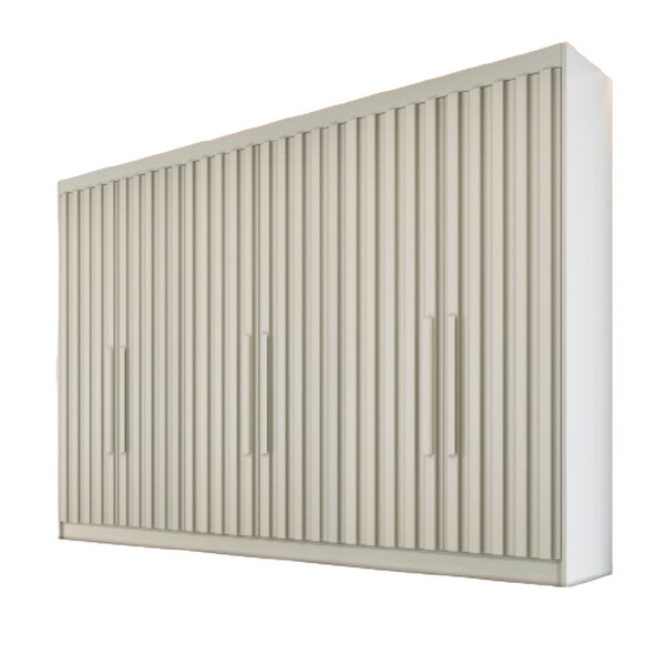 Guarda Roupa 6 Portas Potente 6 Com Ripado Com Espelho 100 Md