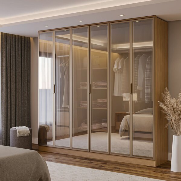 Guarda-roupa 6 Portas Reflecta 100% Mdf Orion Cabecasa Madeir