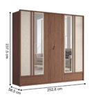 Guarda Roupa 6 Portas Ripado Com Espelho Atlanta Jatobá Areia