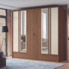 Guarda Roupa 6 Portas Ripado Com Espelho Atlanta Jatobá Areia