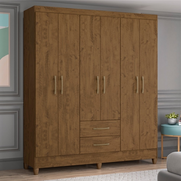 Guarda Roupa 6 Portas Stewart Castanho Wood