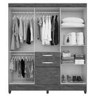 Guarda Roupa 6 Portas Vega Castanho Wood Baunilha Com Espelho