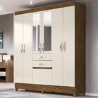 Guarda Roupa 6 Portas Vega Castanho Wood Baunilha Com Espelho