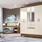 Guarda Roupa 6 Portas Vega Castanho Wood Baunilha Com Espelho