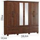 Guarda Roupa 6 Pt Com Espelho Madeira Maciça 2244 Ouro Fnt