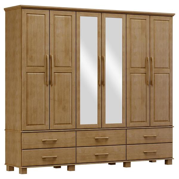 Guarda Roupa 6p 6g Espelho Madeira Maciça 248 Cm 2254 Milani