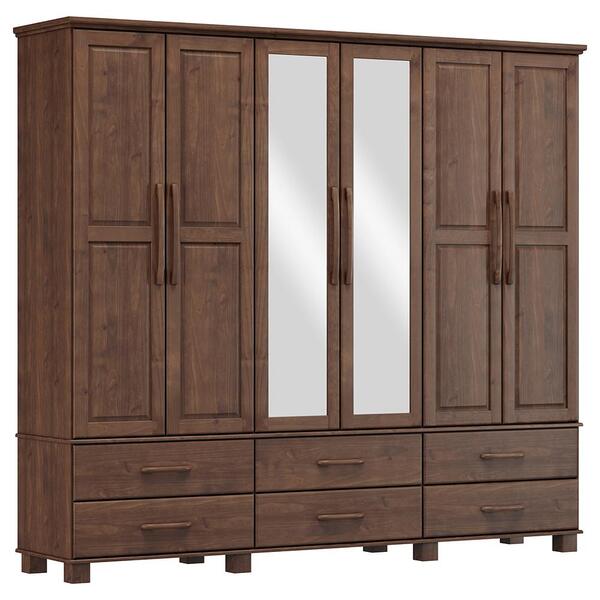 Guarda Roupa 6p 6g Espelho Madeira Maciça 248 Cm 2254 Milani