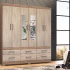 Guarda Roupa 6p Com Espelho Cadiz Nogal/vanilla