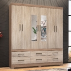 Guarda Roupa 6p Com Espelho Cadiz Nogal/vanilla