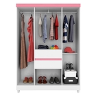 Guarda Roupa 6p Dresden Branco/rosa/branco