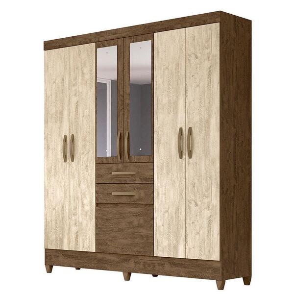 Guarda Roupa 7 Portas Com Espelho Castanho Avelã 897381