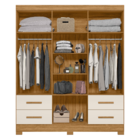 Guarda Roupa 7 Portas Com Espelho Jeju Freijó Off White