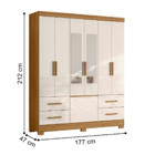 Guarda Roupa 7 Portas Com Espelho Jeju Freijó Off White