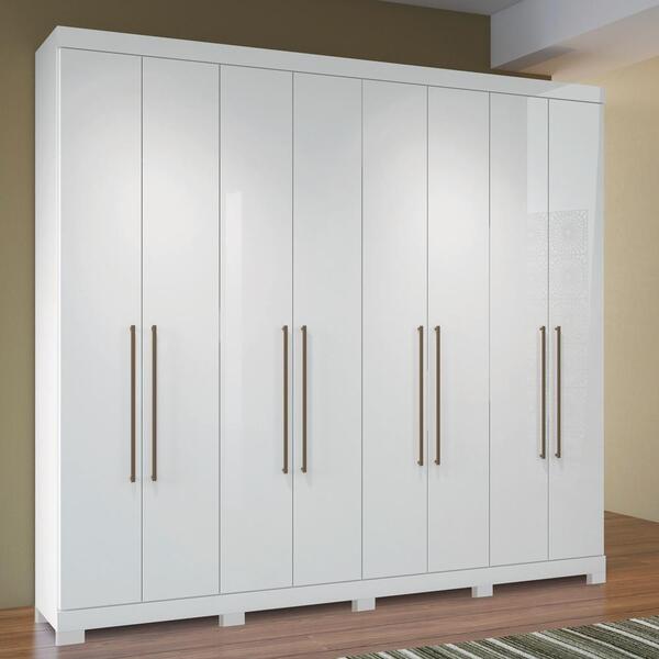 Guarda Roupa 8.4 Casal 08 Portas Santos Andirá Havana Branco